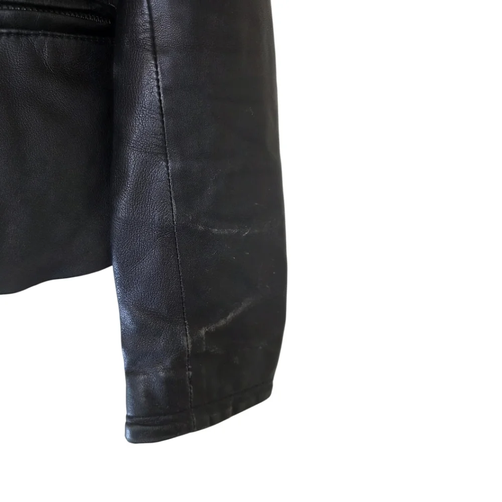 BLACK RIVET Black Leather Jacket Tailored Peplum - Size Small - Picture 6 of 11